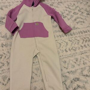 Carhartt Baby Girls' Purple and Cream Fleece Onesie